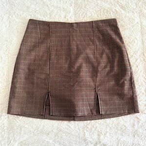 Bebe Black & Brown Houndstooth Pencil Skort | Size 12 | Fall Workwear NWT